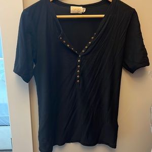 Nation black top with gold button up down front. Size small. Barely worn.